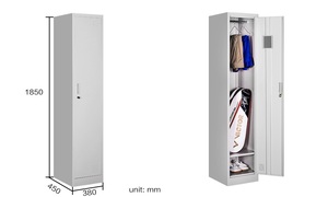 Casier de rangement scolaire en acier à 1 porte avec serrure à clé, design durable et écologique pour les étudiants - Product Image 6