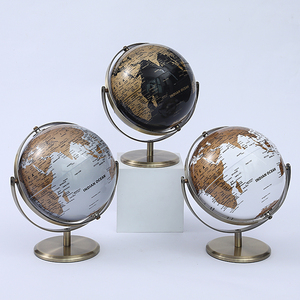 Globo Terráqueo Vintage sobre Base de Metal Dorado/Plateado, Material de PVC, para Educación <span class=keywords><strong>Ambiental</strong></span> y Uso en Oficina - Product Image 1