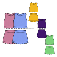 Conjunto de Ropa para Niñas, Top Deportivo y Falda de Yoga de Color Sólido Personalizado, Ropa Deportiva Infantil, Servicio OEM ODM para Gimnasio, Tenis, Clases de Baile