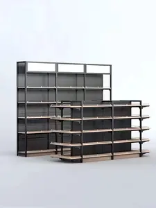 Supermercato da parete Display Stand Rack, High-End mensola in legno con illuminazione per la vendita al dettaglio CNLF