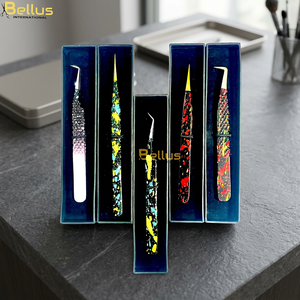 Pinzas Profesionales para Extensión de Pestañas de 90 Grados, Doble Tono, Acero Inoxidable, Punta Puntiaguda, Duraderas, Logotipo Personalizado, 12-14 cm - Product Image 2