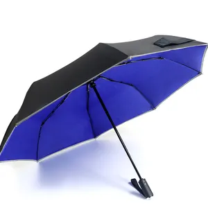 高品质雨伞防紫外线防风三折折叠伞自动蓝色黑色红色