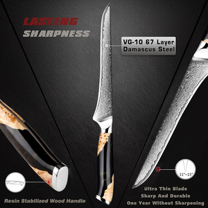 Factory Premium Hand‑Forged Damascus <b>Boning</b> Deboning <b>Knife</b> VG‑10 67‑Layer Steel Resin <b>Handle</b> Great Gift for Home Chefs - Product Image 3