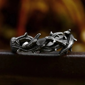 yunnique Men's Retro Tree Branch <b>Ring</b> Stainless Steel Olive Branch Design Gift Jewelry - Product Image 2