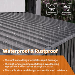 9 x4ftfree Shipping in magazzino in metallo grigio casetta da giardino per attrezzi tetto spiovente 6 prese d'aria 2 porte a battente telaio in acciaio per cortile Patio - Product Image 5