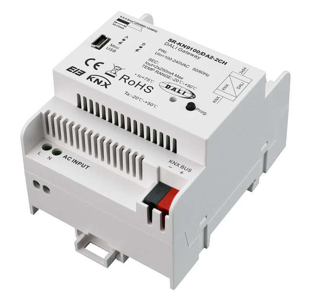 Sunricher SR-KN9100-DA2-2CH KNX DALI Gateway 2 Dali Outputs Supports DT6/DT8 Devices