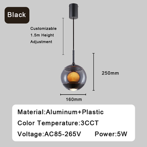 Suspension LED en verre moderne et minimaliste, protection oculaire, intensité variable, lampe de chevet pour chambre à coucher, culot E27 - Product Image 6