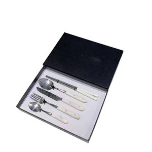 Eco-Friendly Stainless Steel Tableware <b>Set</b> with <b>Ceramic</b> Handles Includes <b>Knife</b> Fork Spoon Chopstick-for Dinnerware - Product Image 1