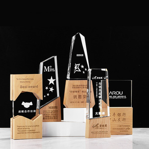 JY Mô Hình Quà Lưu Niệm Giải Thưởng Pha Lê Bằng Gỗ Khắc Màu Tùy Chỉnh - Product Image 1