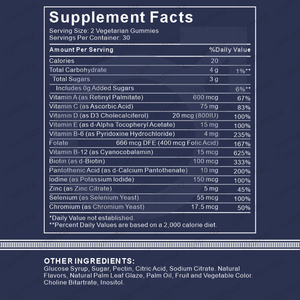Compléments multivitaminés Amaz A, D, C, E, biotine, acide folique, multivitamines halal en gommes, multivitamines végétaliennes pour hommes, gommes multivitaminées pour hommes - Product Image 2