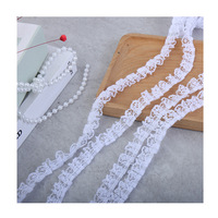 Bordure en dentelle plissée japonaise non extensible en polyester de 0,5 pouce (1,2 cm) pour vêtements, jouets, couture DIY et artisanat