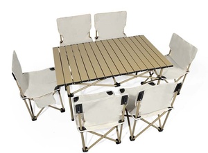 Bộ bàn ghế xếp gọn ngoài trời di động, kèm bàn gấp kiểu trứng cuộn, dùng cho tiệc nướng ngoài trời & dã ngoại, ăn uống sân vườn - Product Image 6