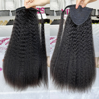 Queue de cheval en cheveux humains brésiliens naturels non traités, ondulés, raides, bouclés, pour vente en gros