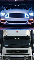Lampe de voiture solaire à LED « Oeil de démon » / Feu de signalisation LED pour véhicule / Lampe de lecture pour fenêtre / Lumière d'ambiance intérieure triangulaire à LED 5V 2W sans fil