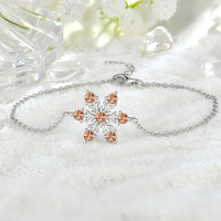 Bracelet en argent sterling 925 massif minimaliste avec logo personnalisé, plaqué rhodium, hypoallergénique, bijoux flocon de neige en CZ, prix de gros