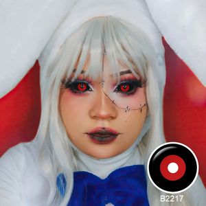 무료 샘플 Pseyeche 공막 렌즈 콘택트 렌즈 블랙 레드 공막 렌즈 22mm 코스프레 할로윈 사용 공막 렌즈 콘택트 렌즈 - Product Image 3