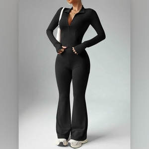 Quick-Dry Yoga Set for Women - Slim-Fit Fitness Wear Sexy Long-Sleeve Top & Long <b>Pants</b> Sports 2-Piece Set Fashion - Product Image 2