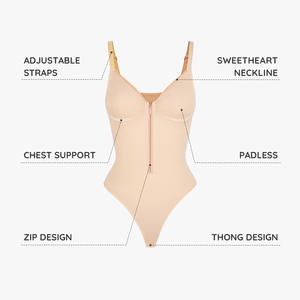 Body Faja Moldeadora de Una Pieza para Mujer de <span class=keywords><strong>Tik</strong></span> <span class=keywords><strong>Tok</strong></span> de Gran Venta con Cremallera Frontal Transpirable sin Costuras y Control de Abdomen al por Mayor - Product Image 4