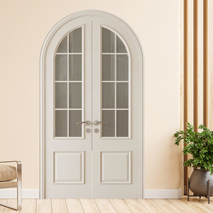 דלת קשתית מעץ מלא צבוע לבן, עמידה בפני אש, לשימוש בחדרי לימוד, חדרי שינה, בתי חולים וחדרי אמבטיה, מוכנה לשימוש סיטונאי. - Product Image 2