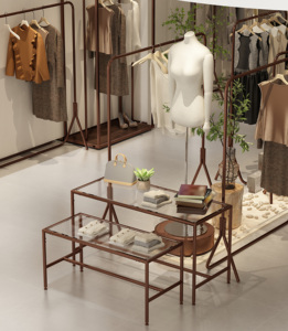 Magasin de vêtements de luxe présentoir <span class=keywords><strong>doré</strong></span> porte-vêtements en acier inoxydable dame Boutique boutique vêtements présentoirs - Product Image 5
