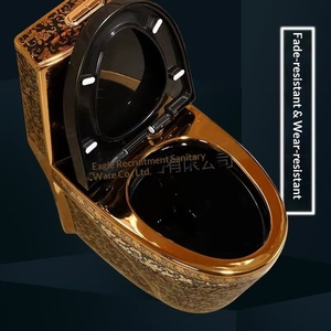 Exportation - Nouvelle <span class=keywords><strong>toilette</strong></span> monobloc <span class=keywords><strong>de</strong></span> style européen dorée, en céramique électroplaquée, à super écoulement, économie d'<span class=keywords><strong>eau</strong></span>, désodorisante, <span class=keywords><strong>de</strong></span> luxe, à poser au sol - Product Image 5