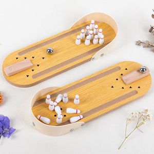 Vente en gros d'usine, jouets <span class=keywords><strong>de</strong></span> <span class=keywords><strong>bowling</strong></span> en bois éducatifs pour enfants, jeu <span class=keywords><strong>de</strong></span> table interactif parent-enfant, 4-6 ans, EN71 - Product Image 4