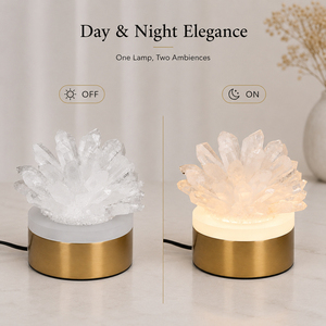 Luxury Natural White Black Crystal Cluster Table Lamp Bedroom Decorative <b>Night</b> <b>Light</b> Living Room Ambient Desk Lamp Bedroom Decor - Product Image 4