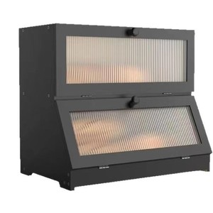 Boîte à pain en bambou à double couche avec couvercle rabattable pour le rangement sur le comptoir de cuisine - Product Image 1