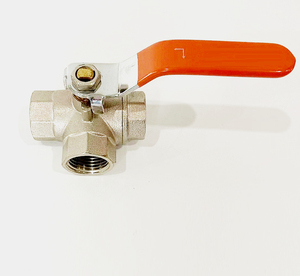 บอลวาล์วทองเหลืองฟอร์จ 3/4" 1" ชุบนิกเกิลแบบสามทาง - Product Image 2