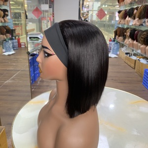 Wholesale Bulk Sale 8 Inch Sdd Raw Vietnamese Hair <b>Wigs</b> 100% Real Human Hair No Lace With Bangs Ice Silk <b>Wig</b> - Product Image 1