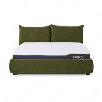 Cadre de lit en tissu rembourré ergonomique de luxe à double coussin, système de lattes en fer renforcé |   Logo personnalisé et support OEM pris en charge