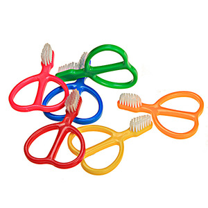 Petite brosse à dents en forme de ciseaux à poils doux pour enfants, brosse à dents manuelle colorée et sûre anti-ingestion - Product Image 1