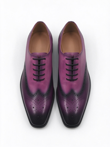Chaussures habillées Oxford en cuir véritable pour hommes, dégradé violet, à lacets, pour affaires, fêtes et mariages - Product Image 6