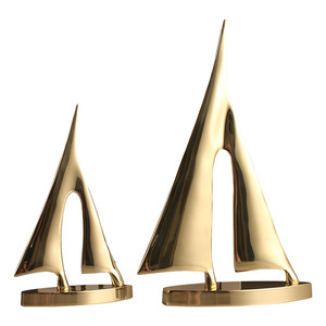 Copper Sailboat Figurine <b>Set</b> Black And Gold Minimalist Office <b>Desk</b> Decor Multi Piece Package - Product Image 5