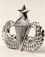 Insignia Metálica Personalizada Antigua Tradicional con Estrella de Paracaidista en Relieve 3D, Aleación de Zinc, Chapado en Oro y Níquel, Pin de Alas Aerotransportadas