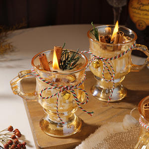 Bougie parfumée artisanale LANJO en cire de soja en forme de café - Cadeau de Thanksgiving et de Noël biologique, naturel et longue durée dans un verre - Product Image 1