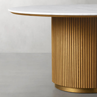 Mobilier de salle à manger moderne cadre en bois dessus en marbre table à manger ronde pour cuisine restaurant