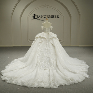 Vestido de novia Gt26024 con hombros descubiertos, adornado con cuentas, escote corazón, encaje aplicado, color marfil, Jancember - Product Image 6