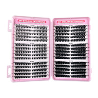 Kit de cils en éventail DIY effet naturel, courbure D, avec colle et pince, extensions de cils, vente en gros OEM