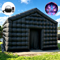 Tente Gonflable de Boîte de Nuit Portative en PVC Noir pour Événements Commerciaux, Maison de Fête de Jardin, Boîte de Nuit Gonflable avec Lumière Disco LED, Cube Gonflable