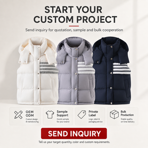 Versatile <strong>Women's</strong> Sleeveless <strong>Gilet</strong> 90% White Duck Down Short <strong>Hooded</strong> Vest <strong>with</strong> Striped Pockets for Campus Street Styling Retail - Product Image 6