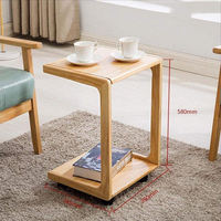 Meubles de chevet en forme de C, table basse en bois pour canapé, table d'appoint en bambou avec roulettes amovibles, vente en gros