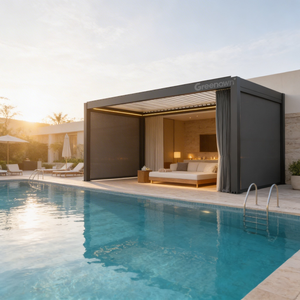 Pergola de jardin imperméable en aluminium, auvent à lames orientables, pergola rétractable, gazebo - Product Image 1