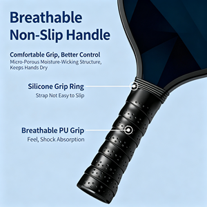 Palas de Pickleball Negras con Patrón Hexagonal, Agarre Antideslizante, Forma Estándar, Juego de 2 Piezas para Adultos, para Todas las Estaciones - Product Image 6