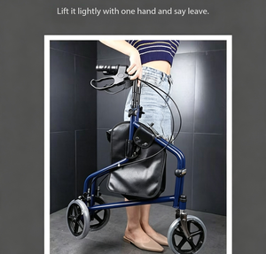 <span class=keywords><strong>Deambulatore</strong></span> <span class=keywords><strong>a</strong></span> 3 Ruote Leggero <span class=keywords><strong>con</strong></span> Freni Manuali e Borsa Portaoggetti, Ausilio per la Mobilità Pieghevole per Anziani, Uso Interno ed Esterno - Product Image 4