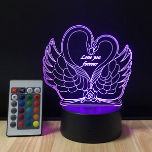 Thiên Nga 3D LED Đèn Tôi Yêu Bạn Lãng Mạn Ánh Sáng Ban Đêm LED Trang Trí Bảng Đèn USB Đầy Màu Sắc Thay Đổi Điều Khiển Từ Xa Đèn - Product Image 2