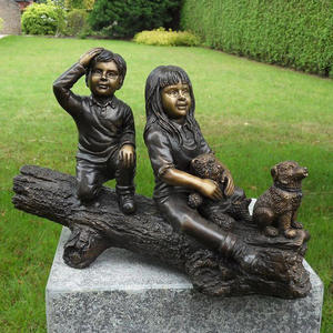 현대 손 조각 금속 어린이 인형 실물 크기 주조 청동 소녀 동상 판매 벤치에 앉아 조각 - Product Image 3