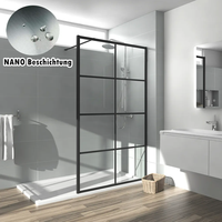 Nano verre trempé noir salle de bains marche dans la douche duschabtrenng Duschwand Duschkabine