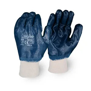 SKYEE sarung tangan cetakan logo halus, sarung tangan konstruksi untuk mesin, katun, celup, tahan air, kimia, logo cetak