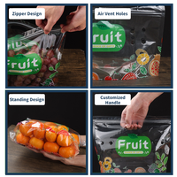 Verpakkingen voor vers fruit en groenten, op maat bedrukt met logo, plastic staande ziplock zakken voor opslag van fruit en groenten